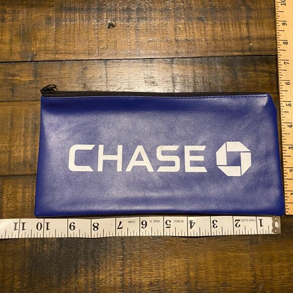 Blue Chase Bank Money Bag Storage Zippered Pouch - Picture 3 of 3